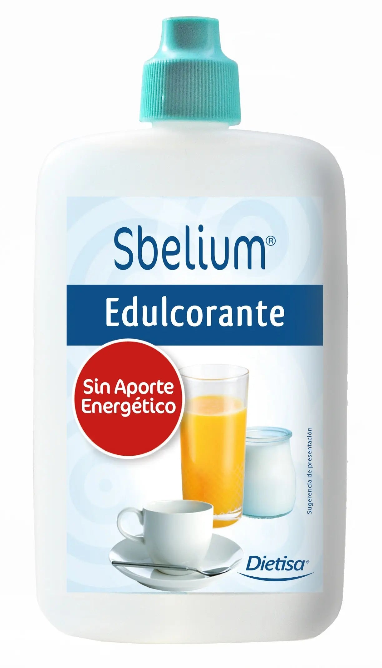 Bottle of Dietisa Sbelium liquid sweetener by Jag Couture London - New York, 130ml, with a clear label and blue cap.