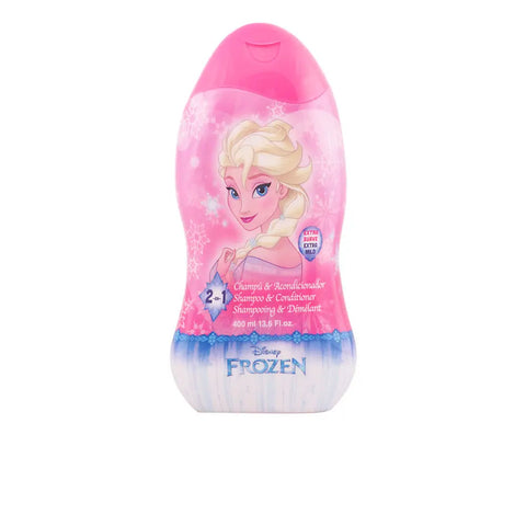 Disney Frozen shampoo and conditioner set in 400ml bottles by Jag Couture London featuring Elsa and Anna characters.