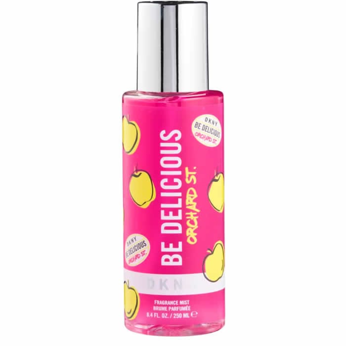 DKNY Be Delicious Orchard Street fragrance mist, 250ml bottle from Jag Couture London – fresh and fruity scent for women.