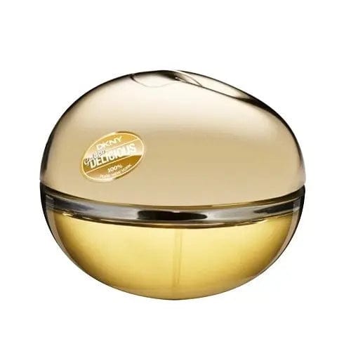 Donna Karan Golden Delicious Eau De Perfume spray 50ml bottle, elegant packaging with gold accents and floral design.