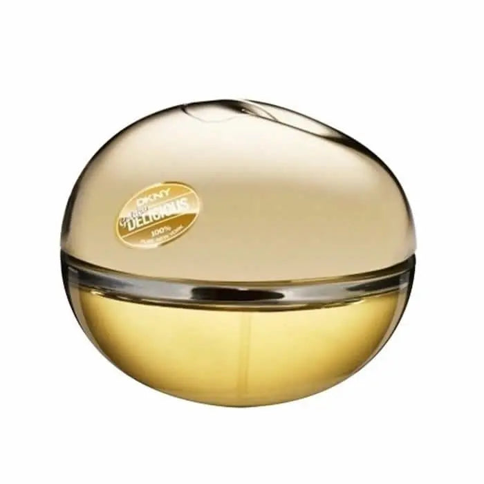 Donna Karan Golden Delicious Eau De Perfume spray in 50ml bottle, with elegant packaging and golden accents.