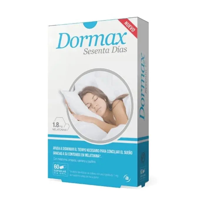 Jag Couture London - New York Dormax 60 capsules supplement bottle with label and capsules visible.