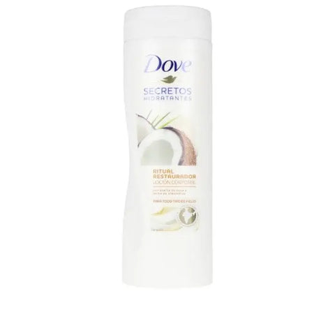 Dove Nourishing Secrets Coconut Body Lotion 400ml bottle with a smooth, creamy texture and tropical coconut scent.