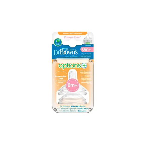 Dr. Brown's Options Preemie Flow baby bottle teats, 2 units, designed for early feeding, by Jag Couture London - New York.