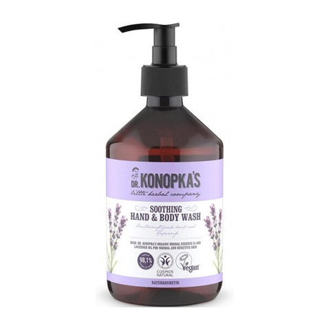 Dr. Konopka's Soothing Gel for body and face in a 500ml bottle, featuring a gentle, calming formula for skin comfort.