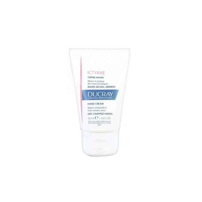 Ducray Ictyane Hand Cream 50ml jar, smooth moisturizer for dry hands, with nourishing formula, by Jag Couture London New York.