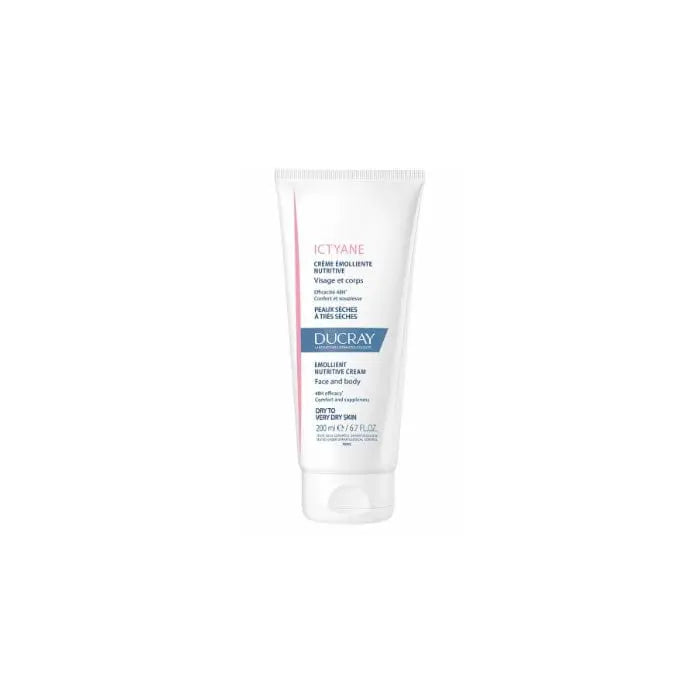 Ducray Ictyane Nourishing Emollient Cream in 200ml jar, moisturizing and soothing skincare product by Jag Couture London New York
