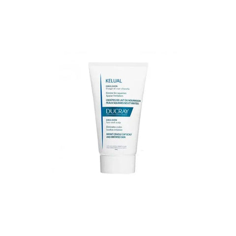 Ducray Kelual Cradle Cap Emulsion 50ml bottle, gentle scalp treatment for cradle cap, with branding from Jag Couture London New York.