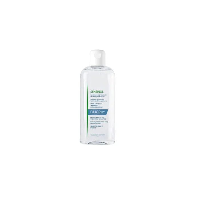 Ducray Sensinol Shampoo 400ml bottle with white and blue packaging, designed for sensitive scalp care.