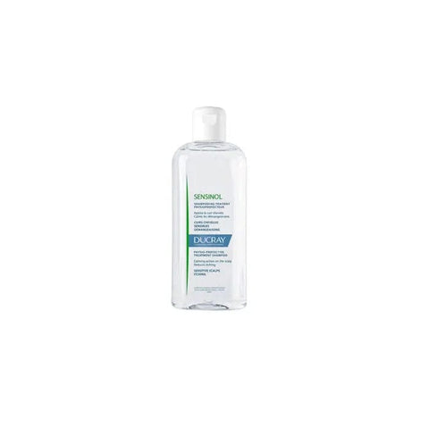 Ducray Sensinol Shampoo 400ml bottle with white and blue packaging, designed for sensitive scalp care.