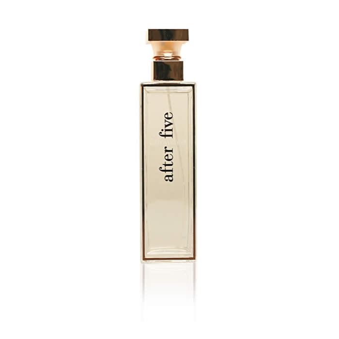 Elizabeth Arden 5th Avenue After Five Eau De Perfume spray bottle, elegant floral fragrance, 125ml, on a neutral background.