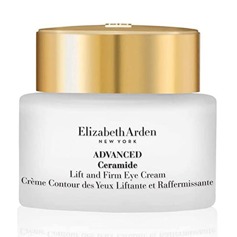 Elizabeth Arden Advanced Ceramide Lift and Firm Eye Contour Cream tester in 15ml jar, designed to firm and lift the eye area.