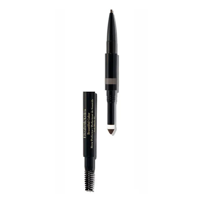 Elizabeth Arden Beautiful Color 3-in-1 Eye Brow in Soft Black by Jag Couture London, featuring a brow pencil with a spoolie brush.