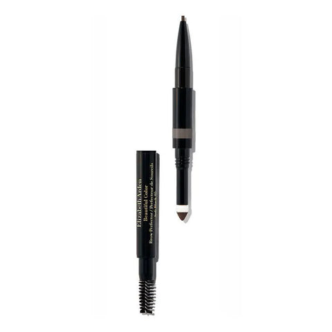 Elizabeth Arden Beautiful Color 3-in-1 Eye Brow in Soft Black by Jag Couture London, featuring a brow pencil with a spoolie brush.