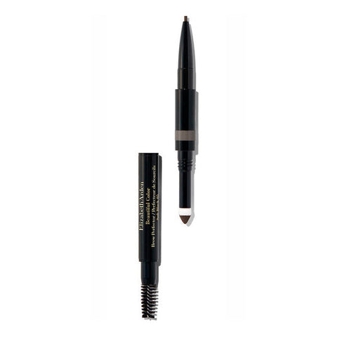 Elizabeth Arden Beautiful Color 3-in-1 Eye Brow in Soft Black by Jag Couture London, featuring a brow pencil and brush in a sleek design