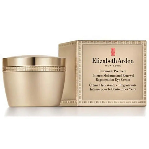 Elizabeth Arden Ceramide Premiere eye cream in a 15ml jar, featuring a sleek design for intense moisture and renewal around the eyes.