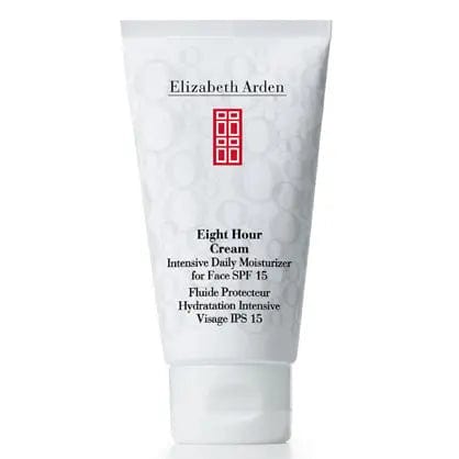 Elizabeth Arden Eight Hour Cream Intensive Daily Moisturizer for face with SPF 15 in 50ml jar, featuring smooth cream texture.