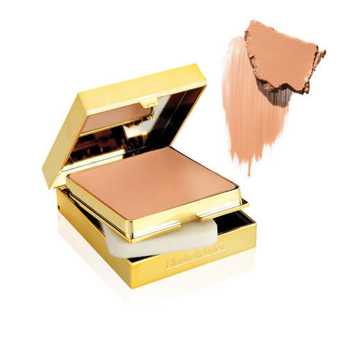 Elizabeth Arden Flawless Finish Sponge-On Cream Makeup in shade 452 Bronze Beige, with the sponge applicator visible.