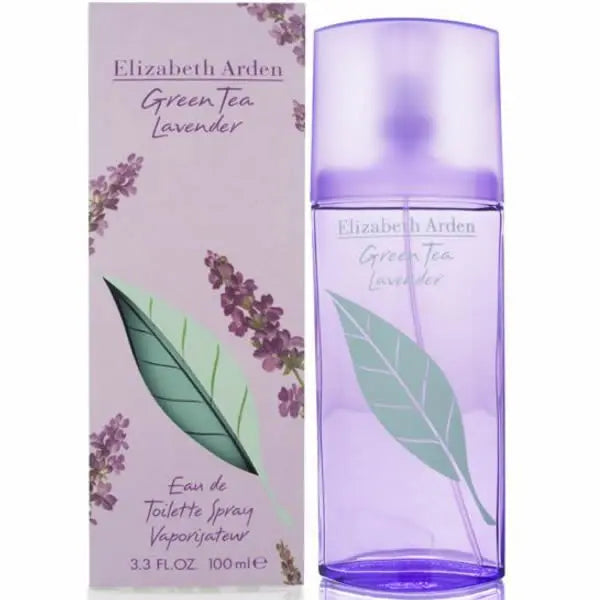 Elizabeth Arden Green Tea Lavender Eau De Toilette spray in 100ml bottle, featuring a sleek design with lavender and green tea notes.