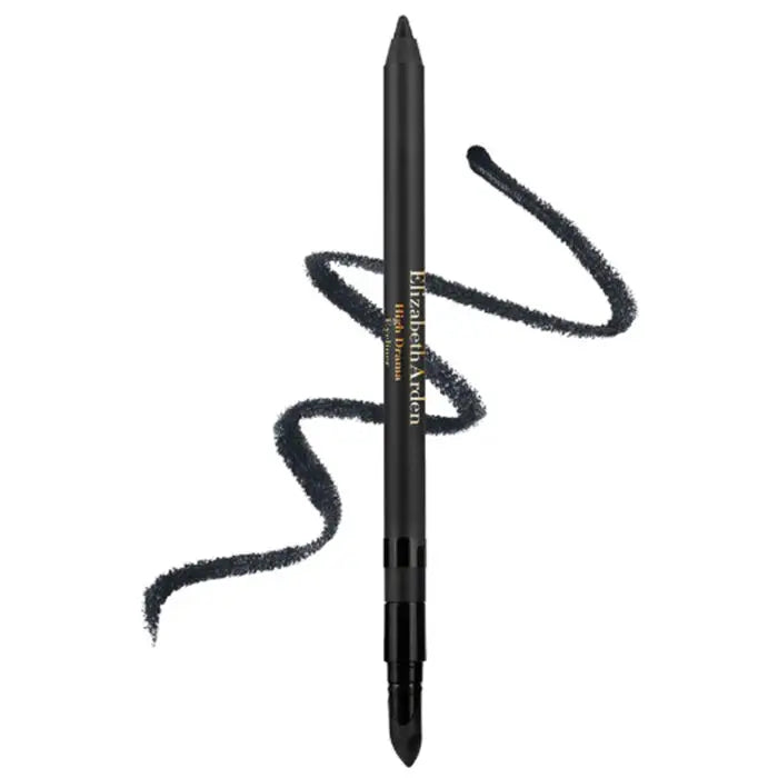 Elizabeth Arden High Drama Eyeliner in Smokey Black, with a sleek black pencil and bold, smudgy application for dramatic eye looks.