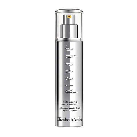 Elizabeth Arden Prevage Anti-Age Serum in 50ml bottle, featuring sleek packaging and dropper applicator for skincare.