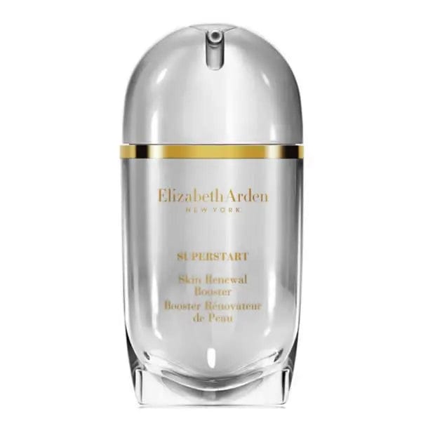 Elizabeth Arden Superstart Skin Renewal Booster serum in a 30ml bottle, displayed on a sleek surface with the product label visible.
