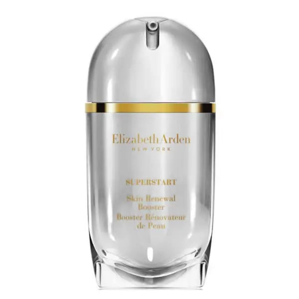 Elizabeth Arden Superstart Serum Skin Renewal Booster 30ml, shown in a sleek white bottle with a pump dispenser.