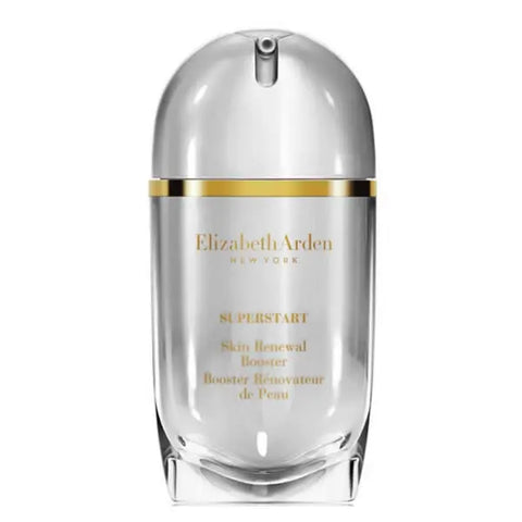 Elizabeth Arden Superstart Serum Skin Renewal Booster 30ml, shown in a sleek white bottle with a pump dispenser.