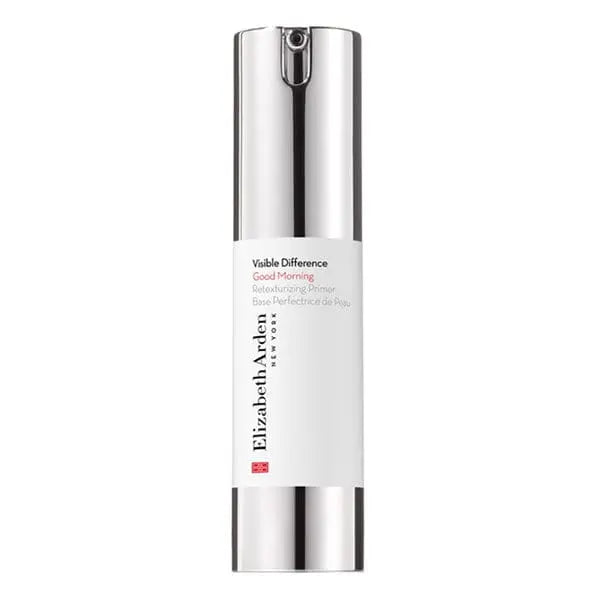 Elizabeth Arden Visible Difference Good Morning Retexturizing Primer in 15ml, shown in a sleek tube with a white cap and clear label.
