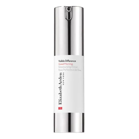 Elizabeth Arden Visible Difference Good Morning Retexturizing Primer in 15ml bottle, smooth and prep skin for makeup application.