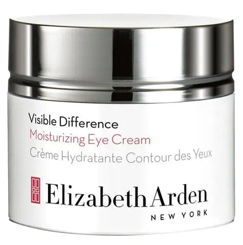 Elizabeth Arden Visible Difference Moisturizing Eye Cream in a 15ml jar, featuring smooth cream texture for eye area hydration.