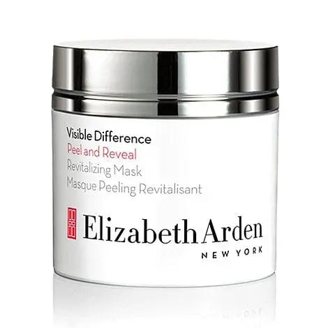 Elizabeth Arden Visible Difference Peel and Reveal Revitalizing Mask in a 50ml jar, with a smooth, creamy texture for revitalized skin.
