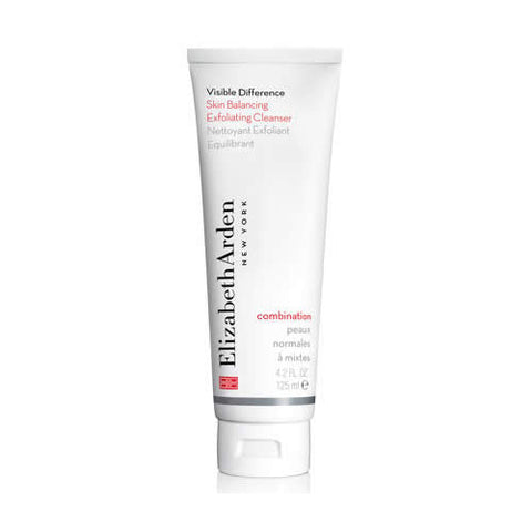 Elizabeth Arden Visible Difference Skin Balancing Exfoliating Cleanser in 150ml bottle, shown with its packaging and product label.