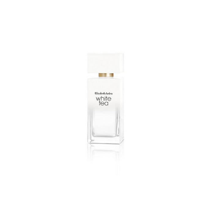 Elizabeth Arden White Tea Eau De Toilette spray in 50ml bottle, featuring a sleek design and white tea fragrance.