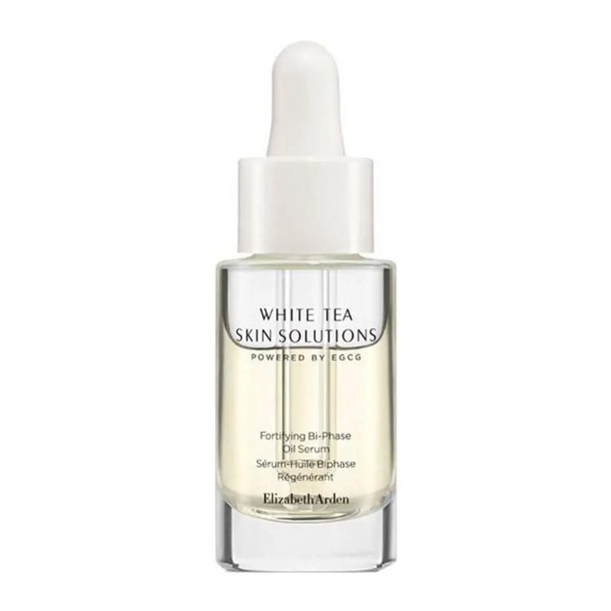Elizabeth Arden White Tea Brightening Eye Gel tester in 15ml container, shown with the product packaging and applicator.