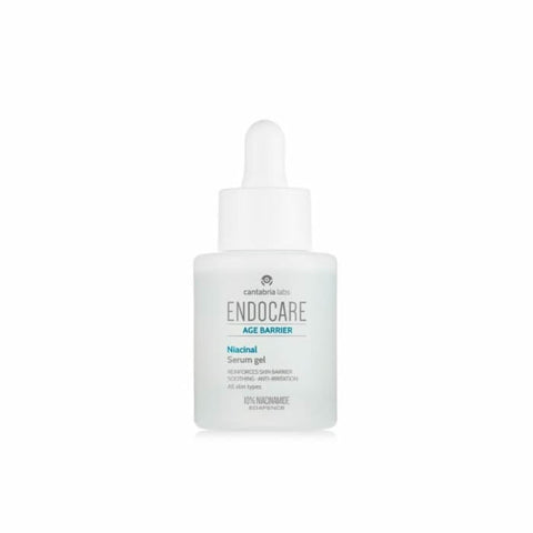 Jag Couture London New York Endocare Age Barrier Niacinamide Serum Gel in 30ml bottle, showcasing the skincare product.