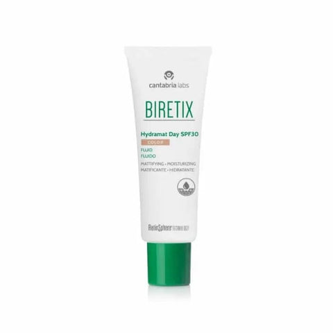 Endocare Biretix Hydramat Day SPF30 color fluid in 50ml bottle, hydrating skincare with sun protection from Jag Couture London New York