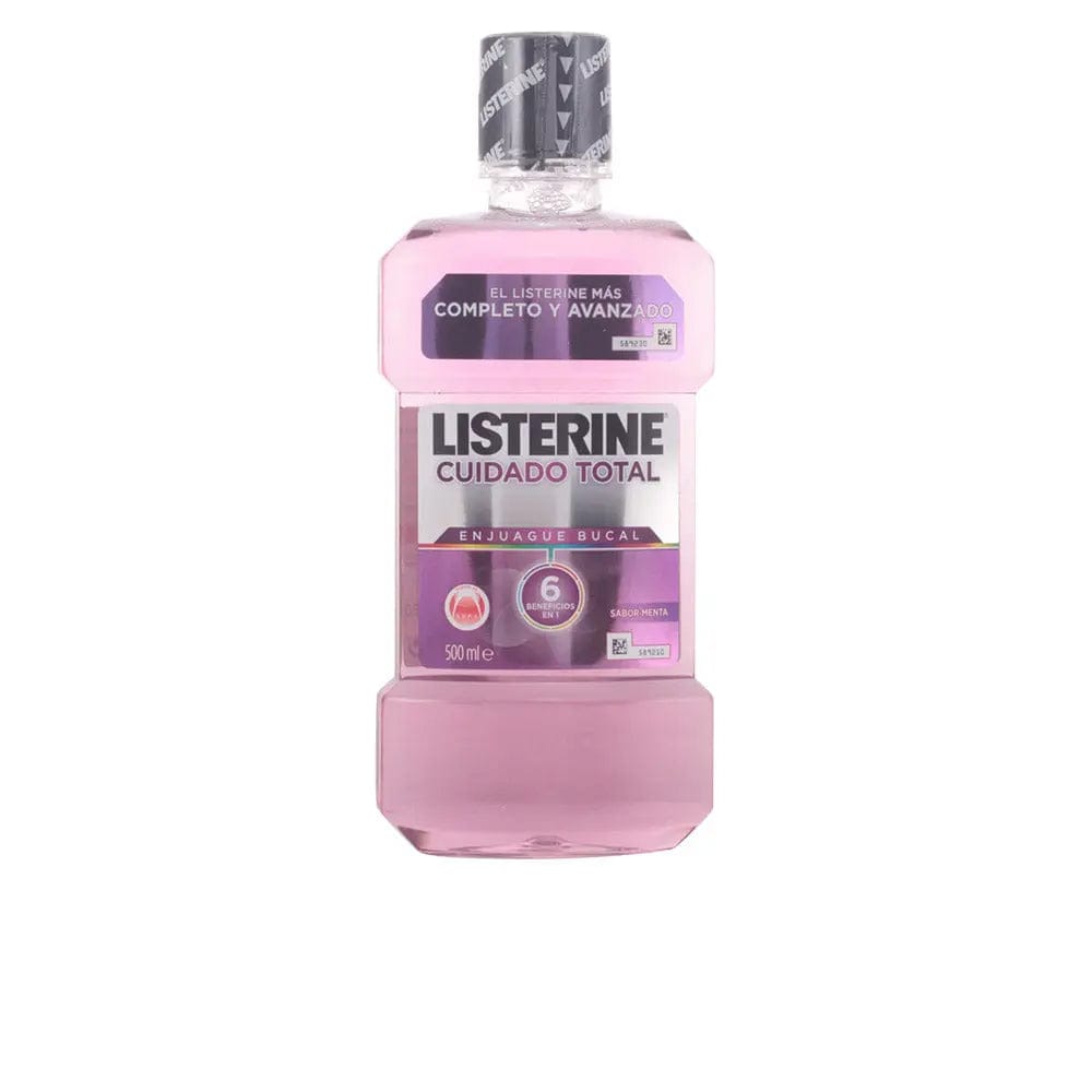 Bottle of Listerine Total Enjuague mouthwash by Jag Couture London New York showing the label and cap.