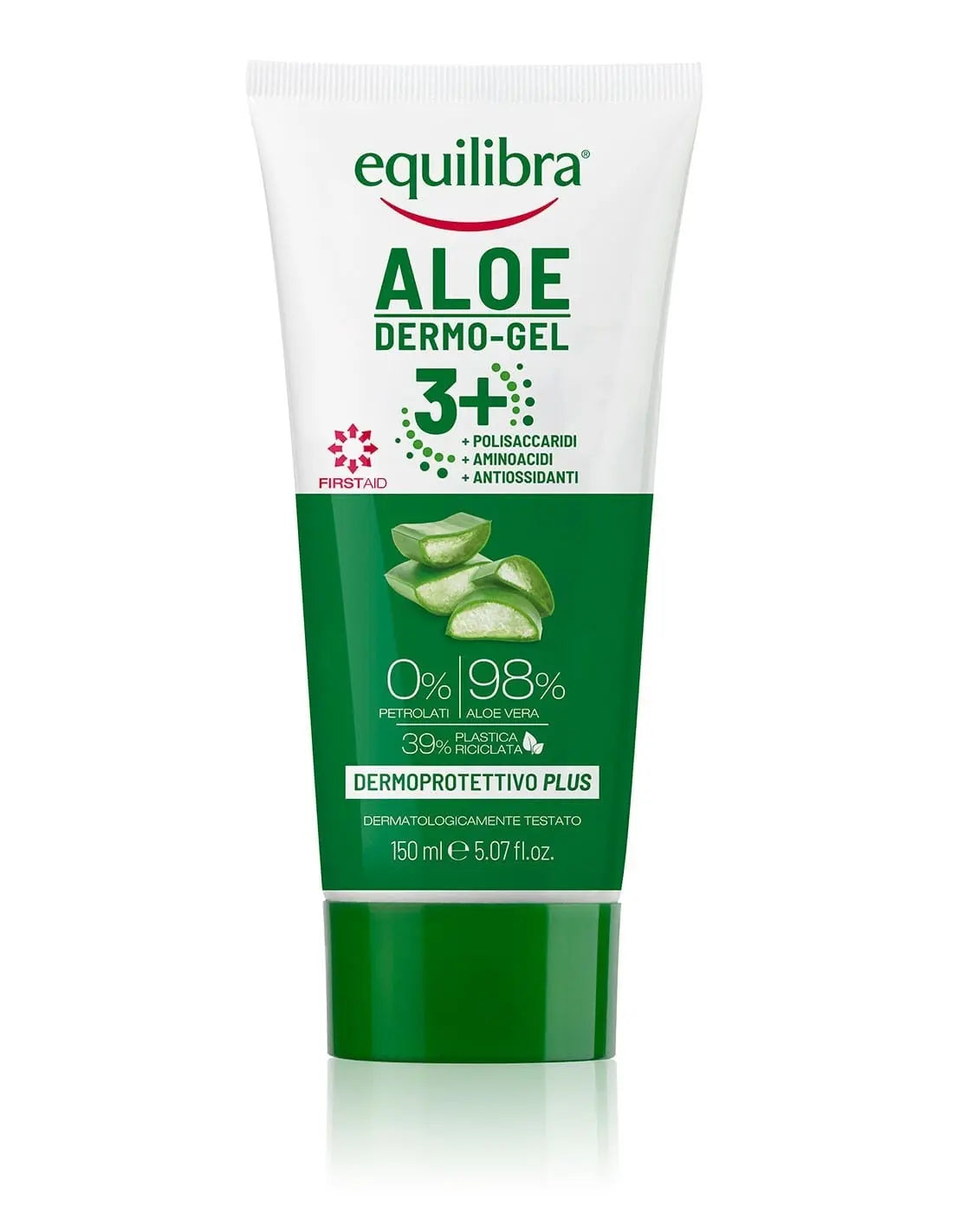 Equilibra Extra Aloe Dermo Gel 3, 150ml, a soothing aloe gel in a clear tube with green accents, designed for skin hydration.