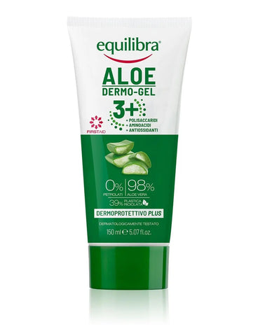 Equilibra Extra Aloe Dermo Gel 3, 150ml, a soothing aloe gel in a clear tube with green accents, designed for skin hydration.