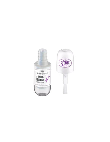 Jag Couture London New York Essence Cosmetics anti-yellow nail whitener in a sleek bottle, designed to brighten and whiten nails.