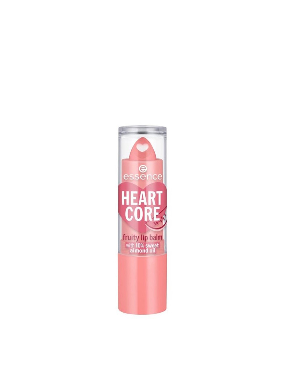 Essence Cosmetics Heart Core Fruity Lip Balm 03 Wild Watermelon from Jag Couture London-New York, showing the 3g tube with watermelon design.