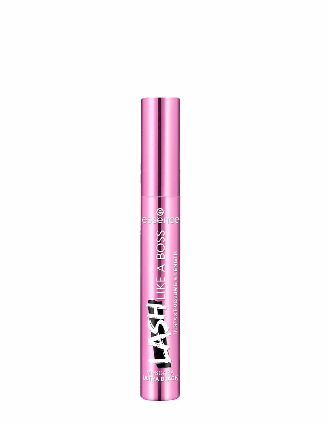 Jag Couture London Lash Like A Boss mascara from Essence Cosmetics in 9.5ml tube with a black mascara wand and brush.
