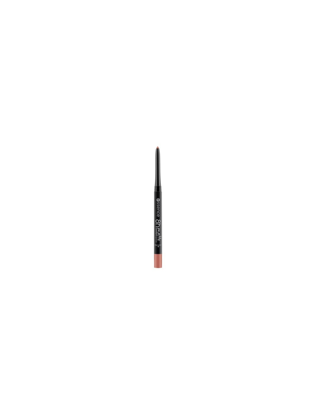 Essence Cosmetics Matte Comfort Lip Liner in Soft Beige, 0.3g, featuring a close-up of the lip liner pencil.