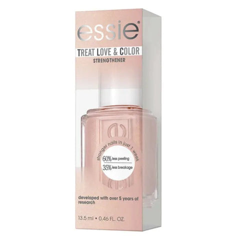 Essie Love & Color Strengthener in 7 Tonal Taupe, 13.5ml bottle, with nail care branding and product label visible.