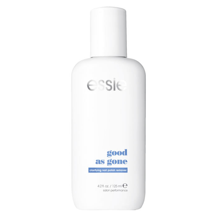 Essie Good As Gone Brightening Nail Polish Remover in 125ml bottle with clear liquid, labeled packaging.