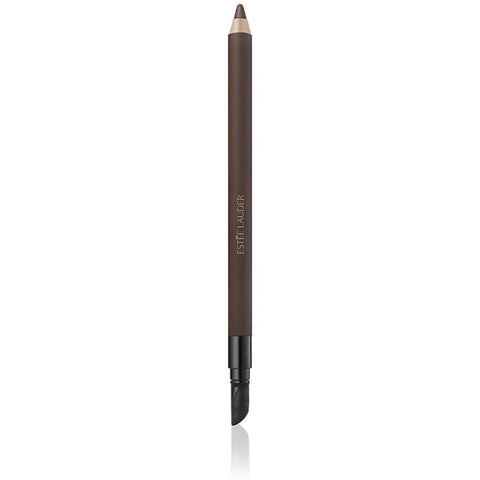 Estée Lauder Double Wear 24h Waterproof Gel Eye Pencil in 03 Cocoa, displayed with the pencil and swatched on skin.