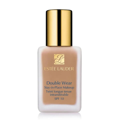 Estee Lauder Double Wear Fluid Stay-In-Place Makeup SPF10 in Ivory Beige, a natural liquid foundation with a smooth finish.