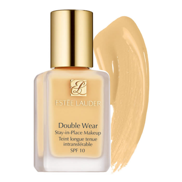 Estee Lauder Double Wear Stay In Place Makeup SPF10 in 1C1 Cool Bone, 30ml bottle, with foundation pump and sleek packaging.