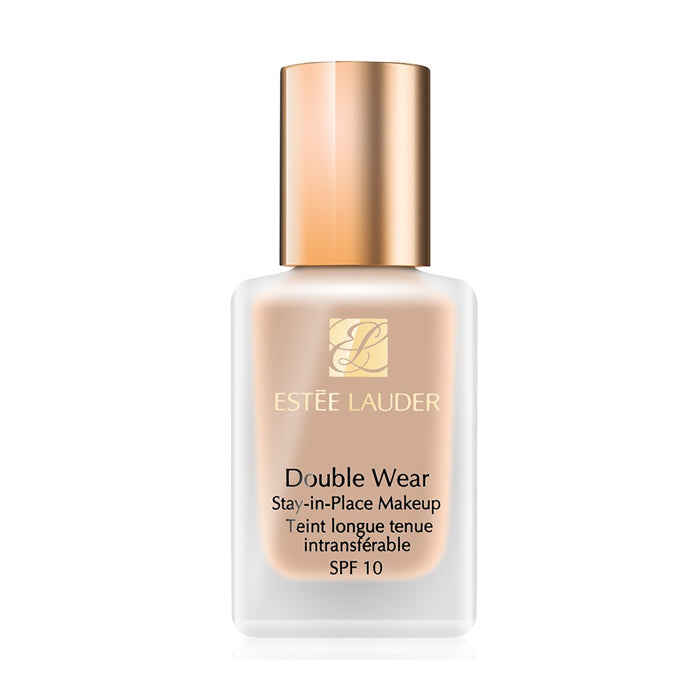 Estee Lauder Double Wear Stay In Place Makeup SPF 10 in Ivory Nude, 30ml, with foundation bottle and applicator.